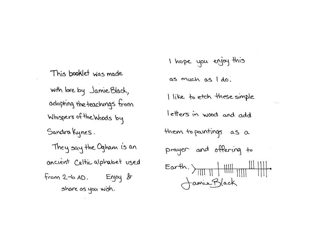 Ancient Celtic Ogham Booklet – drawn by Jamie Black