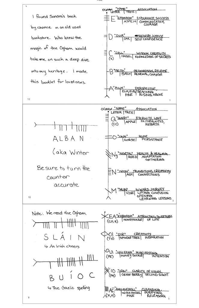 Ancient Celtic Ogham Booklet – drawn by Jamie Black